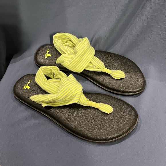 Sanuk Yoga Sling Sandals Sz 8 Chartreuse/Gray - Picture 2 of 9